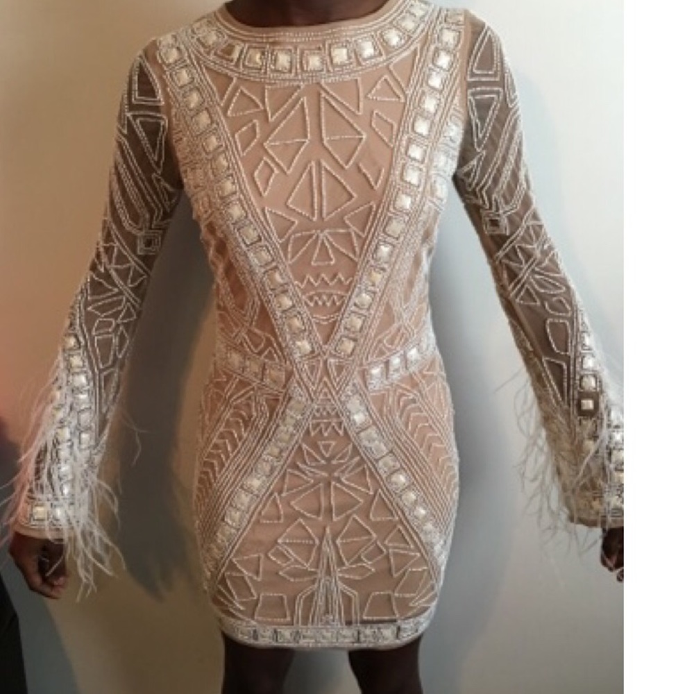 White/Cream, embellished dress